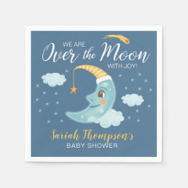Servilleta De Papel Sobre el Baby Shower de Moon Navy Blue Boy