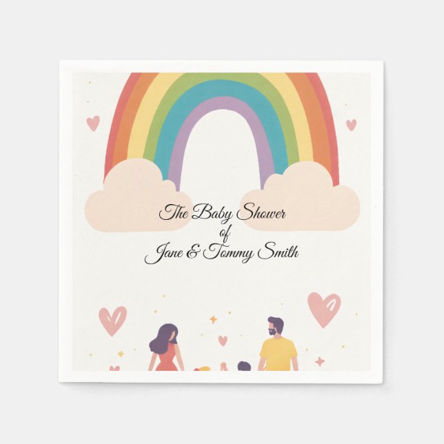 Servilleta De Papel Sobre el Fiesta de Baby Shower Rainbow (Anverso)