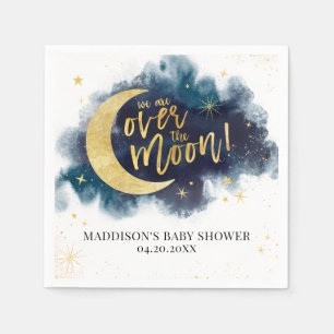 Servilleta De Papel Sobre la luna de oro estrellas azul Baby Shower