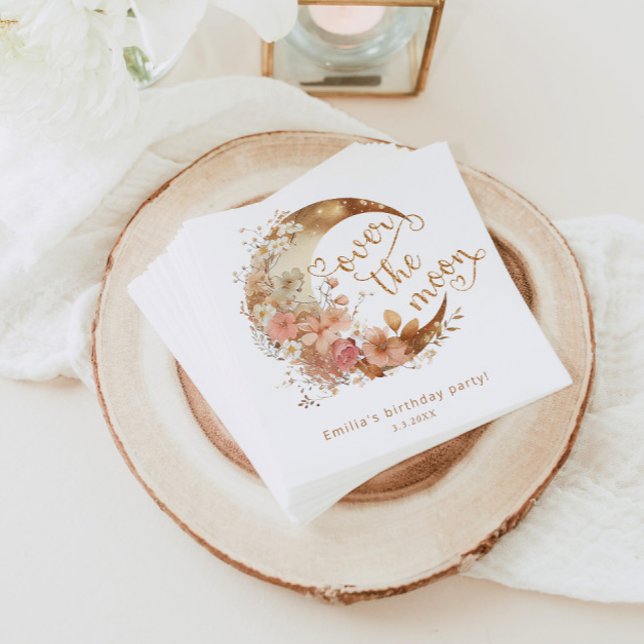 Servilleta De Papel Sobre la luna oro floral chica cumpleaños (Subido por el creador)