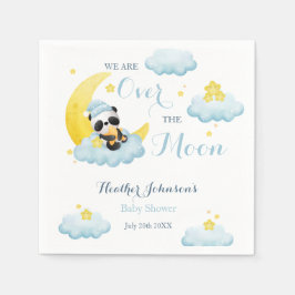 Servilleta De Papel Sobre la luna Panda Bear Boy Baby Shower