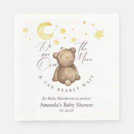 Servilleta De Papel Sobre la luna Teddy Bear Baby Shower