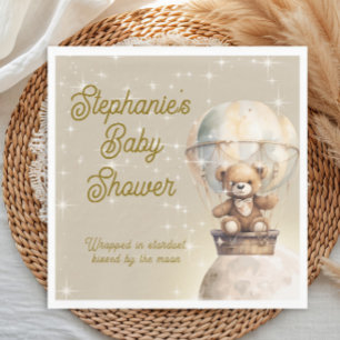 Servilleta De Papel Sobre la luna Teddy Oso Género Baby Shower Neutral