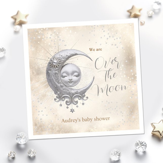 Servilleta De Papel Sobre la Luna Un Baby Shower Neutral De Género (Over The Moon Gender Neutral Baby Shower Napkins)