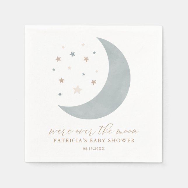 Servilleta De Papel Sobre las servilletas Baby Shower de Moon Blue Boy (Anverso)