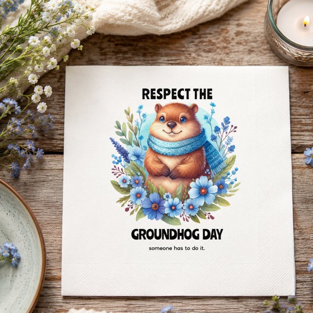 Servilleta De Papel ¿Sobrevalorado? Acuarela que celebra el Día de la  (Over Rated? Watercolor Celebrating Groundhog Day Napkins)