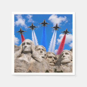 Servilleta De Papel Sobrevuelo de avión de combate en Mount Rushmore