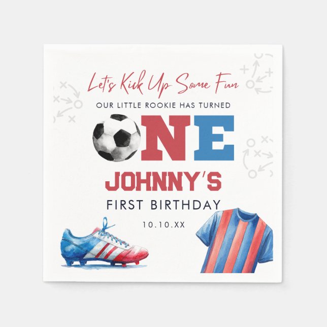 Servilleta De Papel Soccer Football Sports 1st Birthday (Anverso)