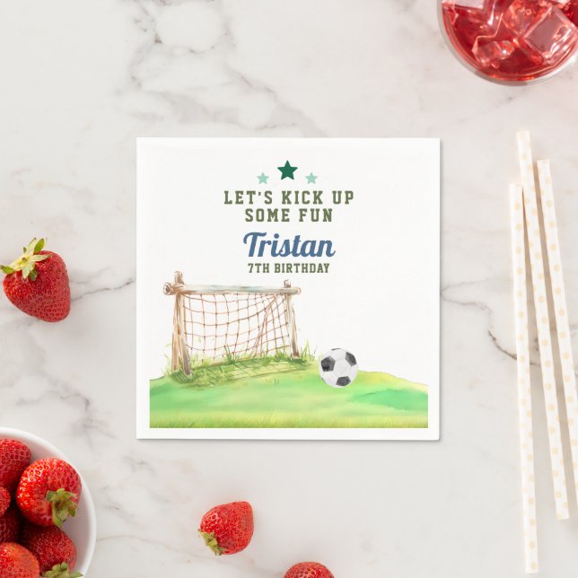 Servilleta De Papel Soccer “Let’s Kick Up Some Fun” Any Age Birthday (In situ)