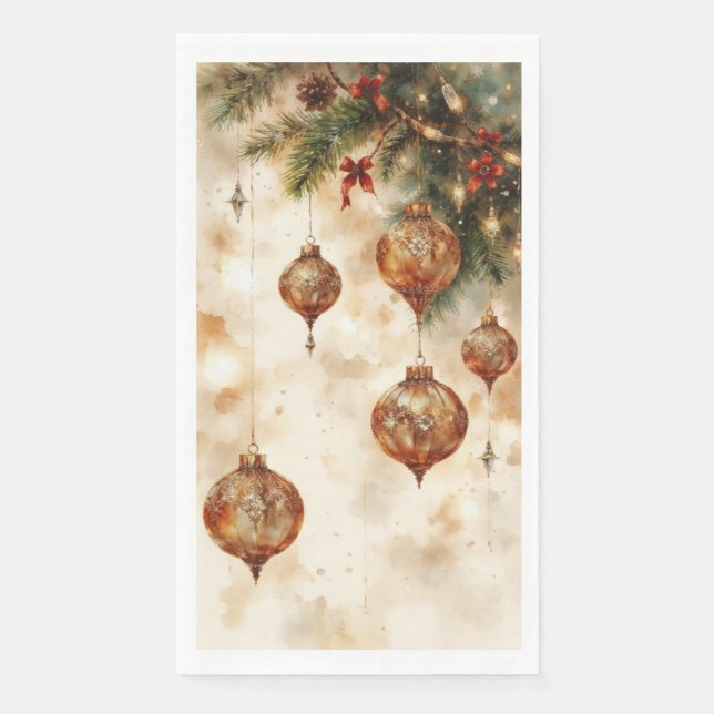 Servilleta De Papel Sofisticada Colección de Adornos Navideños (Anverso)