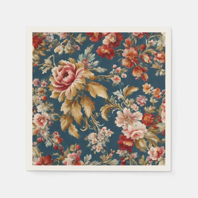 Servilleta De Papel Sofisticado diseño floral italiano hermoso (Anverso)