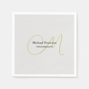 Servilleta De Papel Sofisticado Monograma Script Inicial Moderno