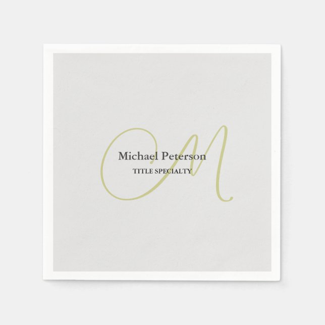 Servilleta De Papel Sofisticado Monograma Script Inicial Moderno (Anverso)