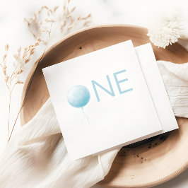 Servilleta De Papel Soft Blue Balloon Modern Boys First Birthday Party