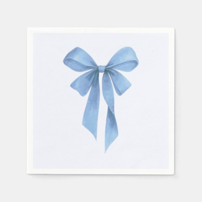 Servilleta De Papel Soft Blue Bow Boy Baby Shower Napkins (Anverso)