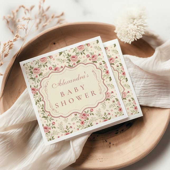 Servilleta De Papel Soft Blush Floral Heirloom Baby Shower (Subido por el creador)