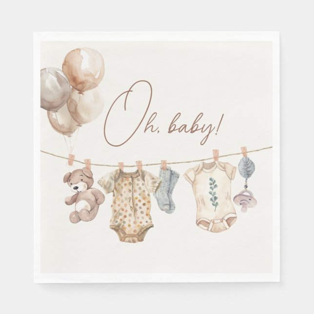 Servilleta De Papel Soft Boho Neutral Baby Clothes Baby Shower (Anverso)
