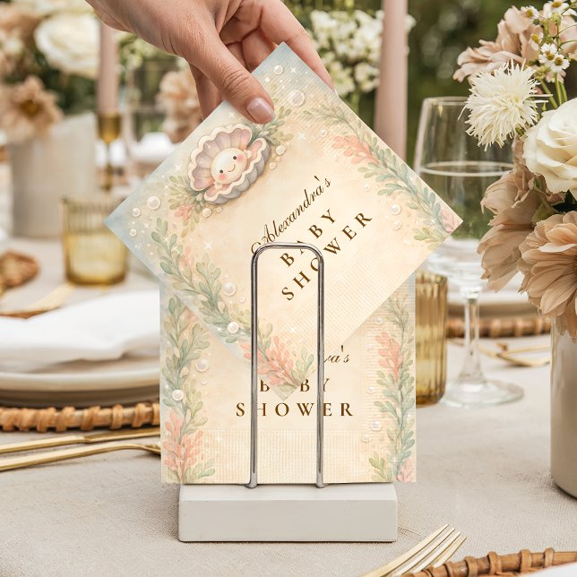 Servilleta De Papel Soft Coastal Pearl Storybook Baby Shower (Subido por el creador)
