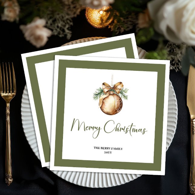 Servilleta De Papel Soft Earthy Christmas Bauble Personalized Napkins (Soft Earthy Christmas Tree Personalized Napkins)
