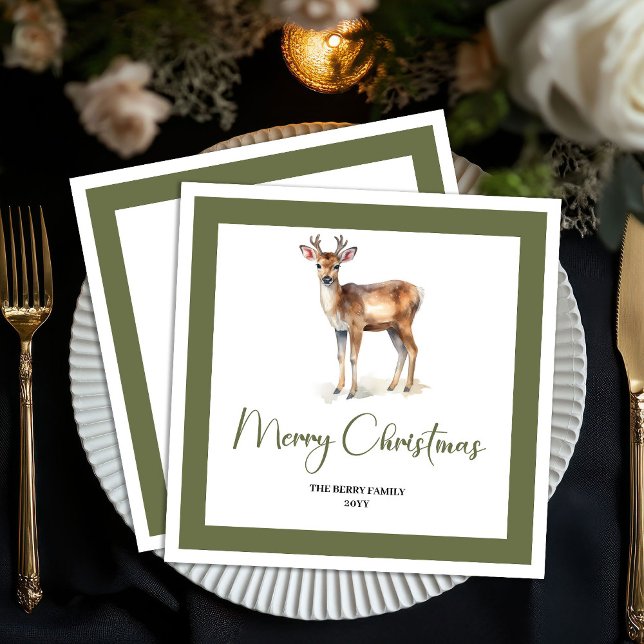Servilleta De Papel Soft Neutral Christmas Deer Personalized Napkins (Soft Neutral Christmas Deer Personalized Napkins)