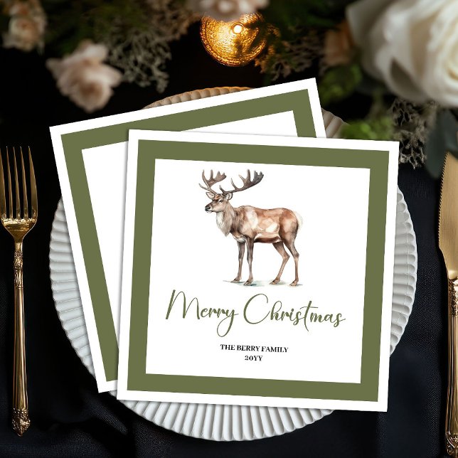 Servilleta De Papel Soft Pastel Christmas Deer Script Family Napkins (Soft Pastel Christmas Deer Script Family Napkins)