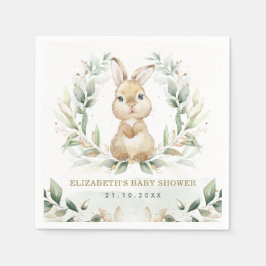 Servilleta De Papel Soft Pastel Greenery Bunny Rabbit Baby Shower
