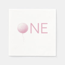 Soft Pink Balloon Modern Girl First Birthday Party
