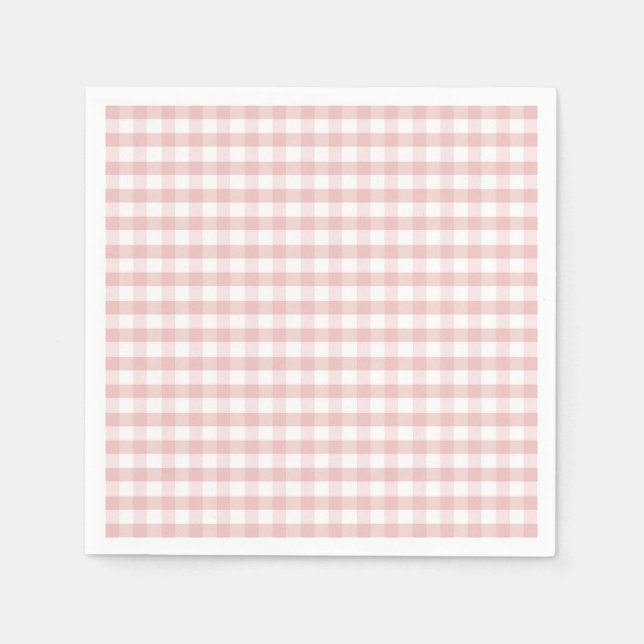 Servilleta De Papel Soft Pink Gingham Plaid Birthday Baby Shower (Anverso)