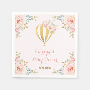 Servilleta De Papel Soft Pink Hot Air Balloon Adventure Baby Shower