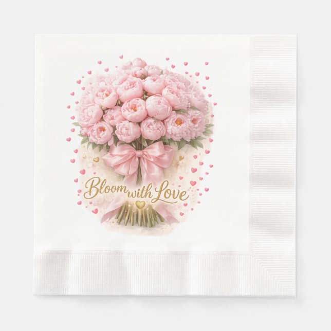 Servilleta De Papel Soft Pink Peonies Bouquet – Paper Napkin (Anverso)