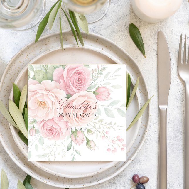Servilleta De Papel soft pink roses floral spring summer napkins (Subido por el creador)