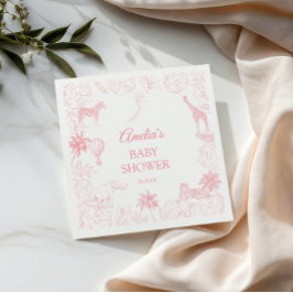 Servilleta De Papel Soft Pink Safari Jungle Animals Baby Shower