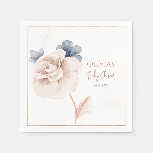 Servilleta De Papel Soft Wildflowers Modern Baby Shower Invitation (Anverso)