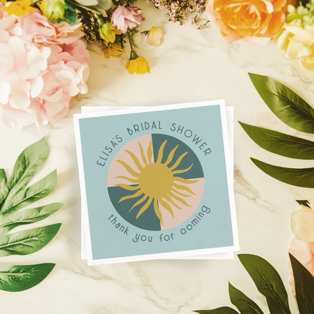 Servilleta De Papel Soiree Bridal Shower Moderna PERSONALIZADO Cute (Seaside Soiree Bridal Shower Modern Cute Sun Boho Beach CUSTOM Napkins
)