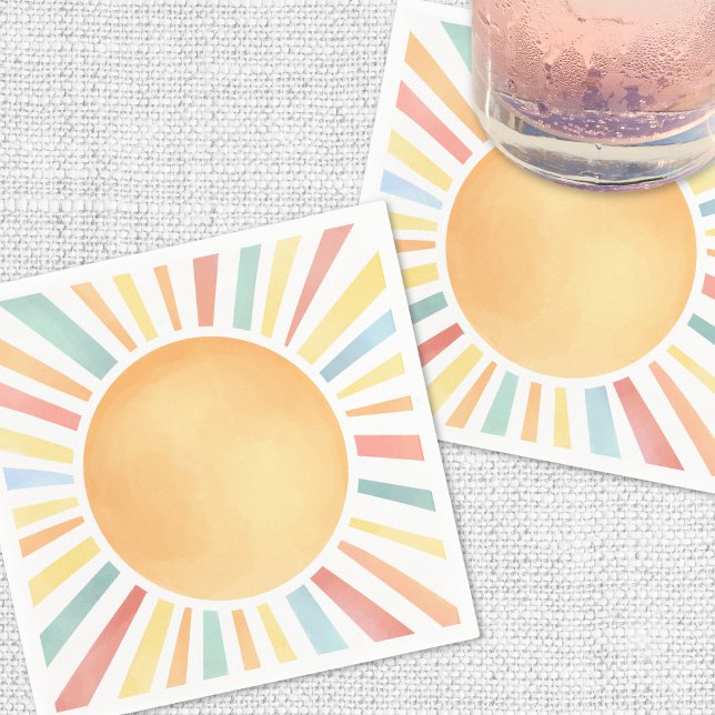 Servilleta De Papel Sol Colorido Verano Soleado (Sunshine Colorful Summer Sun Napkins)