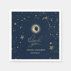 Servilleta De Papel Sol Dorado Celestial Y Luna Estrellas