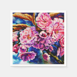 Servilleta De Papel Sol floral en flor Fuchsia Arte rosa