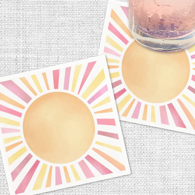 Servilleta De Papel Sol rosa (Sunshine Pink Sun Napkins)