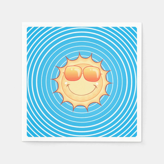 Servilleta De Papel Sol sonriente del cielo azul (Anverso)