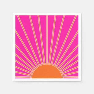 Servilleta De Papel Sol Sunrise Caliente Rosa Y Naranja Preppy Sunshin
