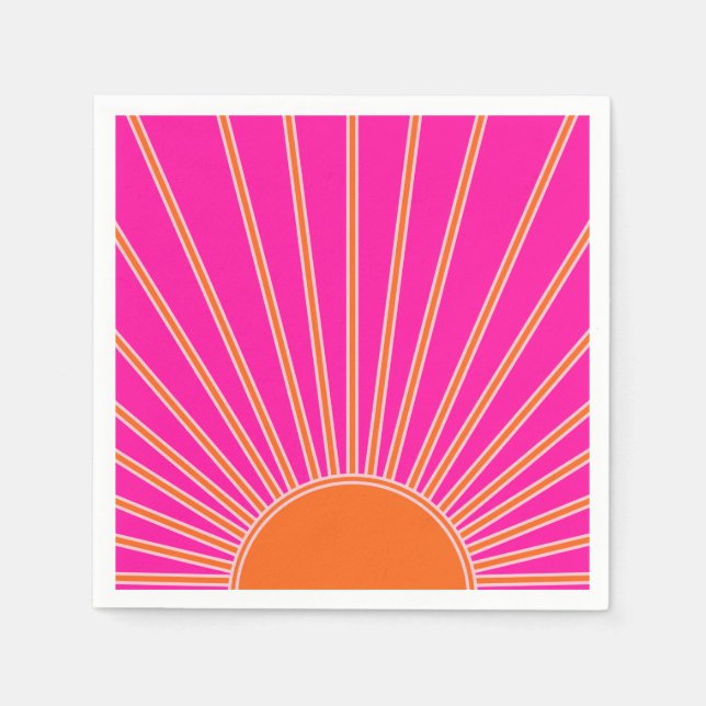 Servilleta De Papel Sol Sunrise Caliente Rosa Y Naranja Preppy Sunshin (Anverso)