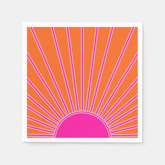Servilleta De Papel Sol Sunrise Naranja Y Sol Pink Preppy (Anverso)