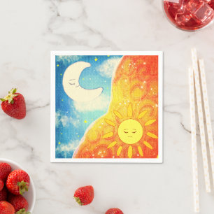 Servilleta De Papel Sol Tranquilo Y La Luna