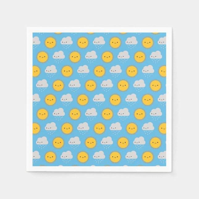 Servilleta De Papel Sol y lluvia Kawaii (Anverso)