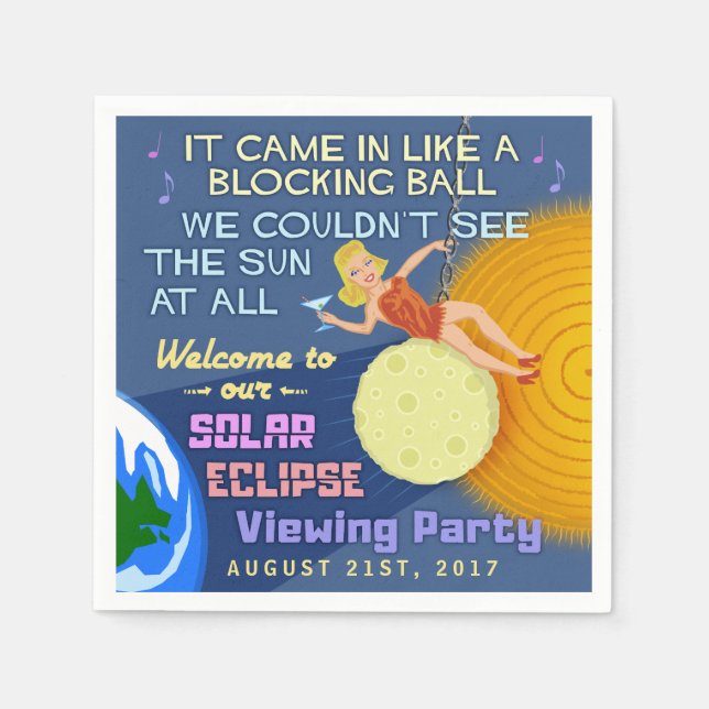 Servilleta De Papel Solar Eclipse Fiesta Funny Retro Ver 2017 (Anverso)