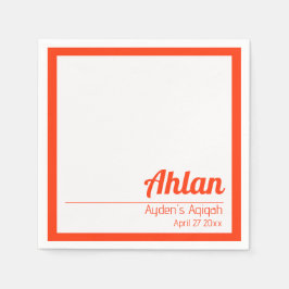 Servilleta De Papel Sólido Color Blanco Naranja Llano, Aqiqah Baby Sho