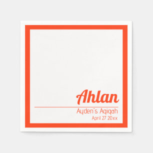 Servilleta De Papel Sólido Color Blanco Naranja Llano, Aqiqah Baby Sho