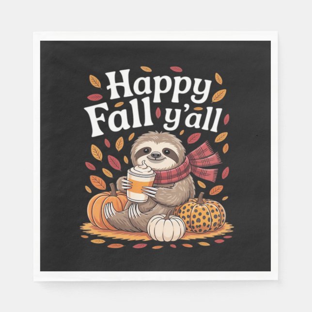 Servilleta De Papel Sollozos sosteniendo calabaza spice happy Fall Yal (Anverso)