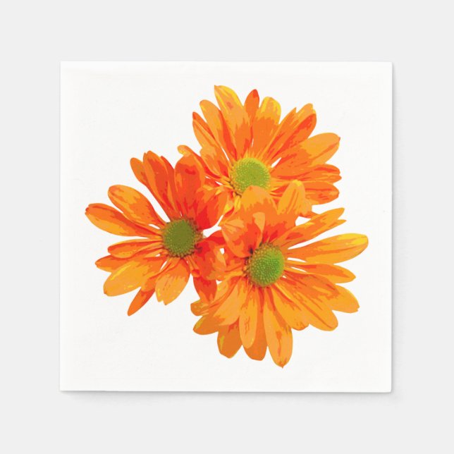 Servilleta De Papel Sólo 3 Gerbera Daisy Blossoms + tu texto e ideas (Anverso)