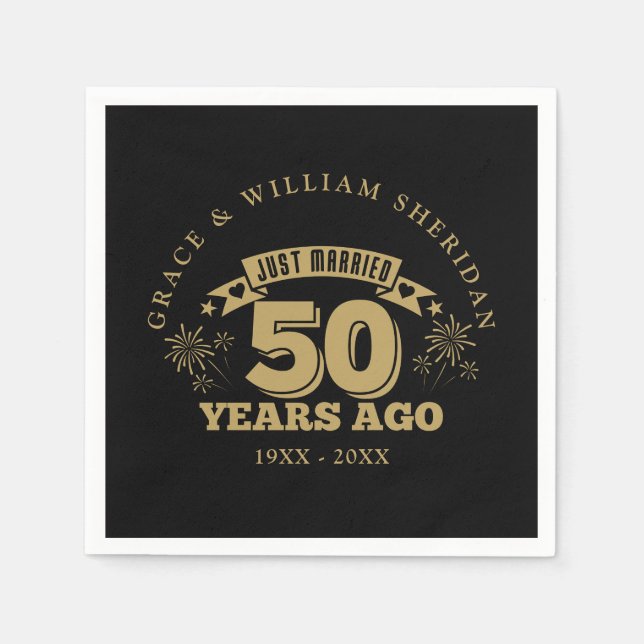 Servilleta De Papel Solo casados con 50 años de negro y oro (Anverso)